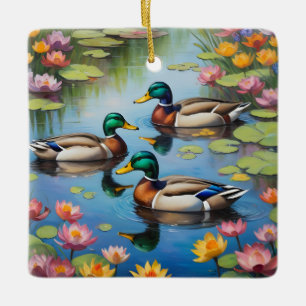Drei Stockenten Keramikornament