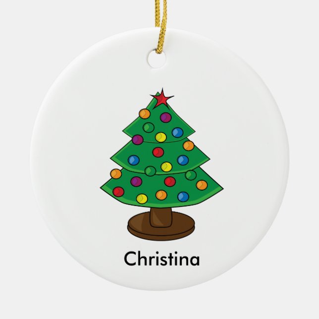 Drei Stufen Weihnachtsbaum Personalisiert Keramikornament (Vorne)