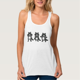 Drei süße Cartoon-Yoga-Waschbären Tank Top