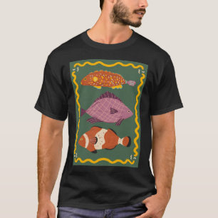Drei süße Fische - grüner Hintergrund T-Shirt