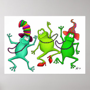 Drei tanzende Frösche Art Print Poster