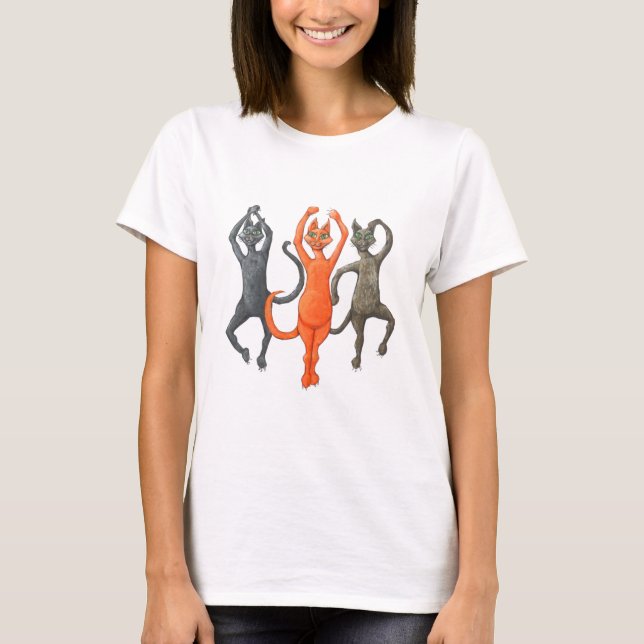 Drei tanzende Katzen T-Shirt (Vorderseite)