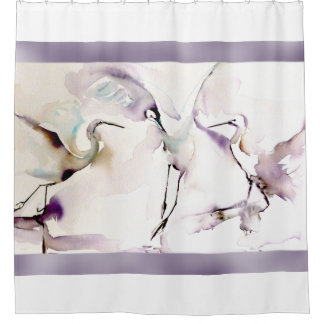 "Drei tanzende Kran-" Aquarell Duschvorhang