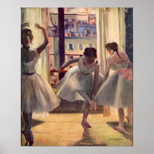 Drei Tänzer in einem Praxisraum durch Edgar Degas Poster