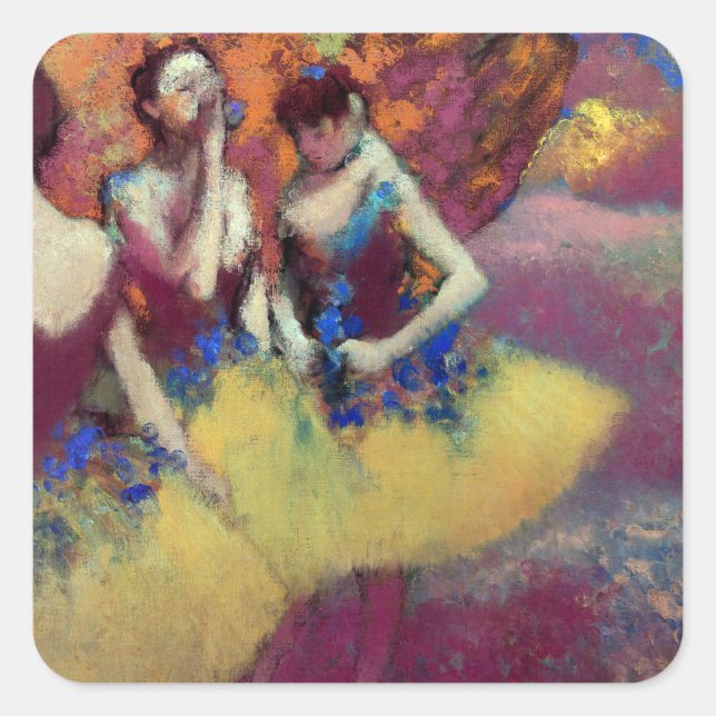 Drei Tänzer in Gelben Röcken von Degas Quadratischer Aufkleber (Vorderseite)