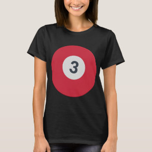 Drei Team Nummer 3 Lucky Red Ball Billiard Pool T-Shirt