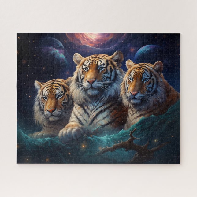Drei Tiger Cosmic Fantasy Art (Horizontal)