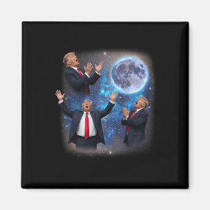 Drei Trumps heulen am Mond seltsames Meme Trump Magnet