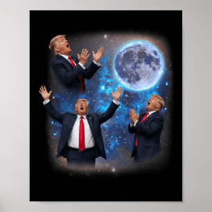Drei Trumps heulen am Mond seltsames Meme Trump Poster