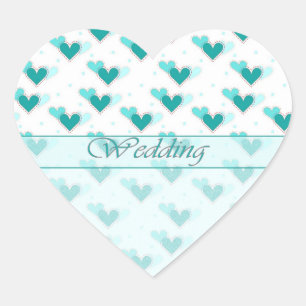 Drei türkisfarbene Hearts Heart Sticker Hochzeit