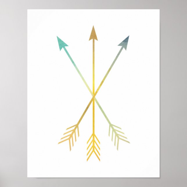 Drei überquerte Arrow Wand Gelbes Türkis Grau Poster (Vorne)