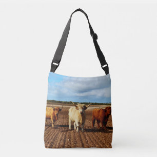 Drei unheimliche Hochlandkühe, Unisex Crossbody B Tragetaschen Mit Langen Trägern