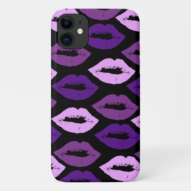 Drei unterschiedliche Lila Lip-Shades-Muster Case-Mate iPhone Hülle (Rückseite)