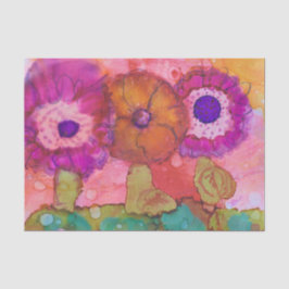 Drei verrückte Blume Boho Alkoholtupfer Design Seidenpapier