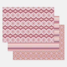 Drei verschiedene Gemusterte Designs Geschenkpapier Set