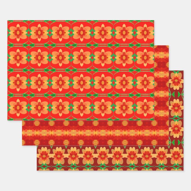 Drei verschiedene stilvolle Gemustert Geschenkpapier Set (Set)