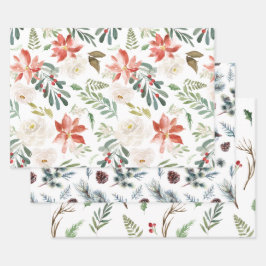 Drei verschiedene Weihnachtsmuster Geschenkpapier Set