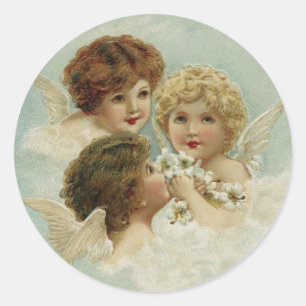 Drei Vintage-Engel-Cherubim Runder Aufkleber