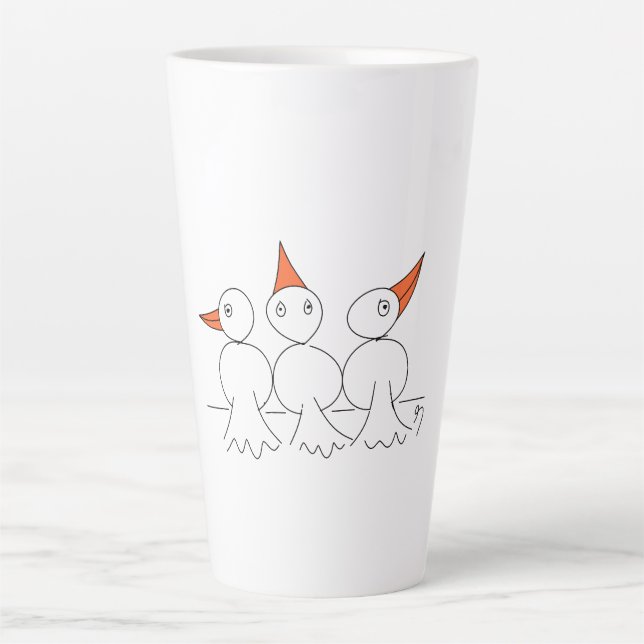 Drei Vögel auf dem Draht Milchtasse (Vorderseite)