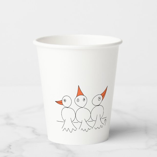 Drei Vögel auf dem Draht Pappbecher (Vorderseite)