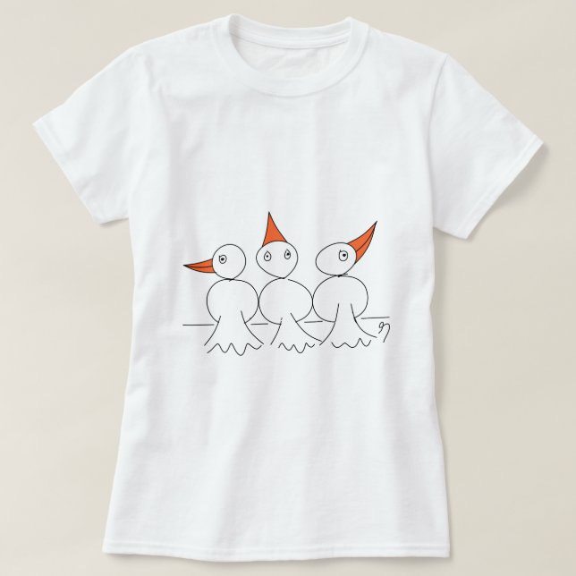 Drei Vögel auf dem Draht T-Shirt (Design vorne)