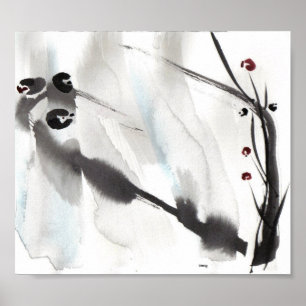 Drei Vögel auf Willow Art Print Poster