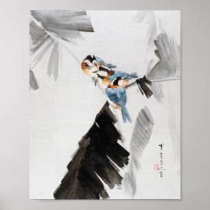 Drei Vögel auf Zweig, Watanabe Seitei Poster