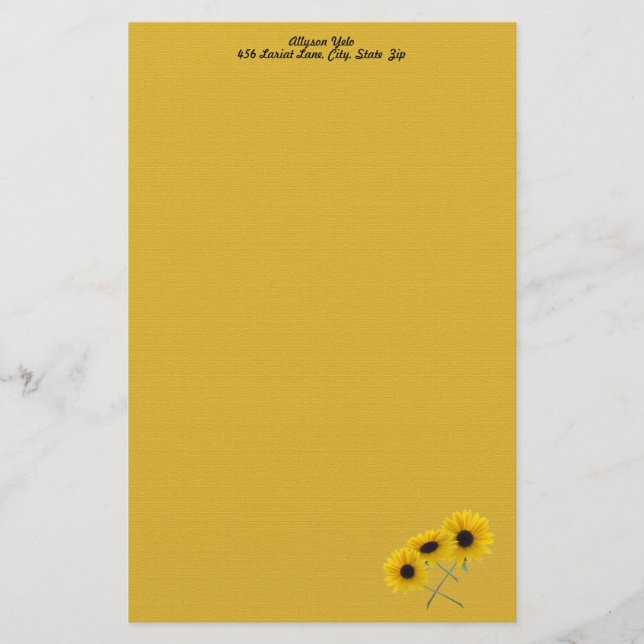 Drei Vorlage für die Sonnenblumenlichtecke Briefpapier (Vorderseite)