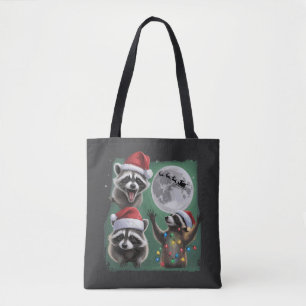 Drei Waschbären mit dem Mondgalaxie-Weihnachten  Tasche