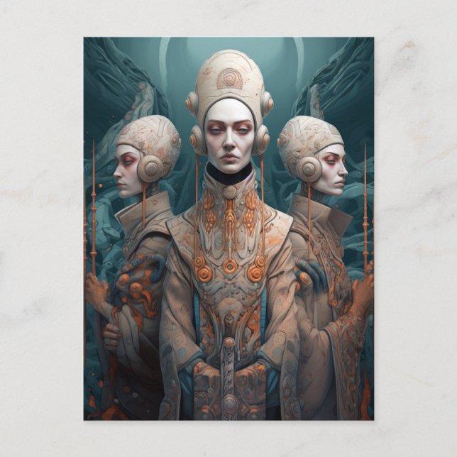 Drei-Wege-Fantasy-Science Fiction Postkarte (Vorderseite)