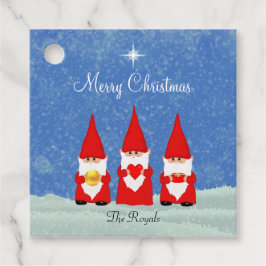 Drei Weihnachts-Gnome Geschenkanhänger