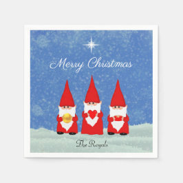 Drei Weihnachts-Gnome Serviette