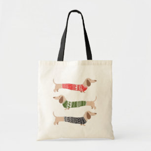 Drei Weihnachts-Hässliche-Schwester-Dachshund-Hund Tragetasche