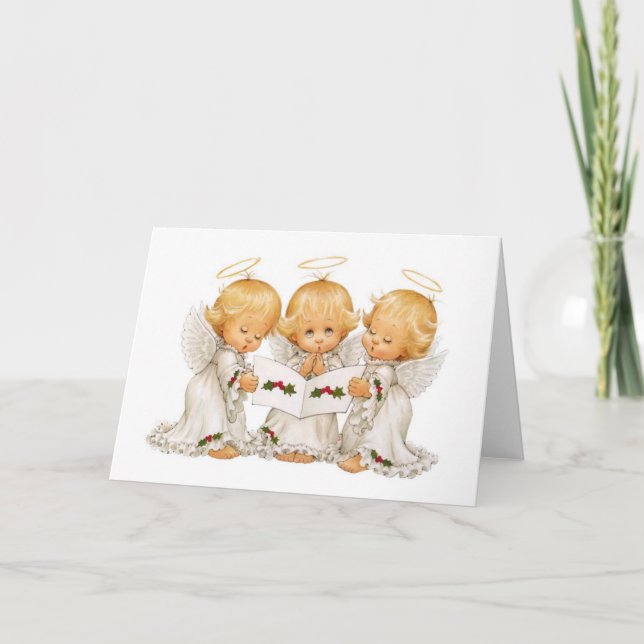 Drei WeihnachtsAngels Feiertagskarte (Vorderseite)