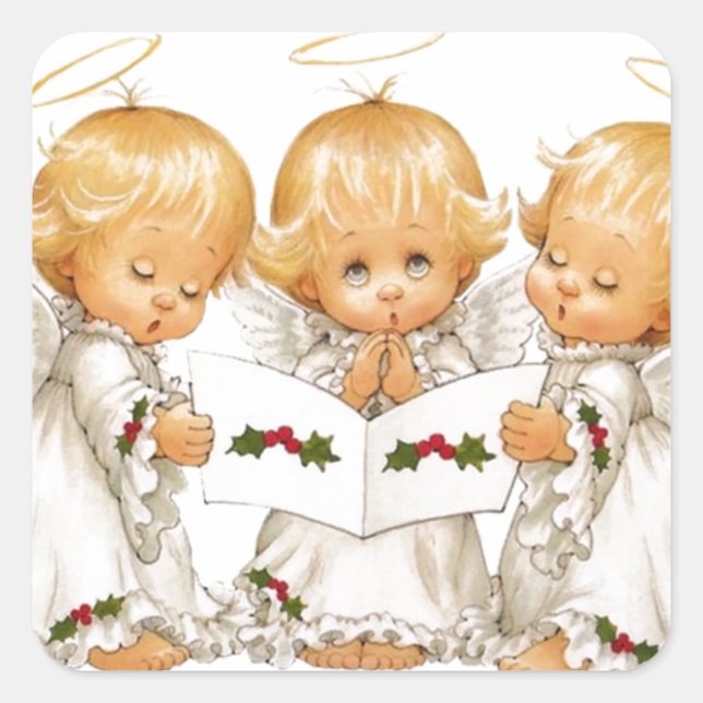 Drei WeihnachtsAngels Quadratischer Aufkleber (Vorderseite)