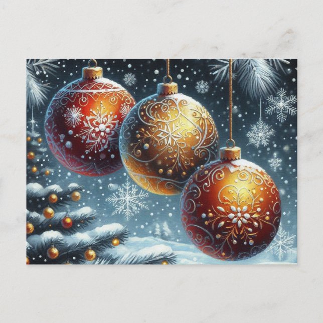 Drei Weihnachtsbälle Postkarte (Vorderseite)
