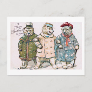 "Drei Weihnachtsbären" Vintage Feiertagspostkarte