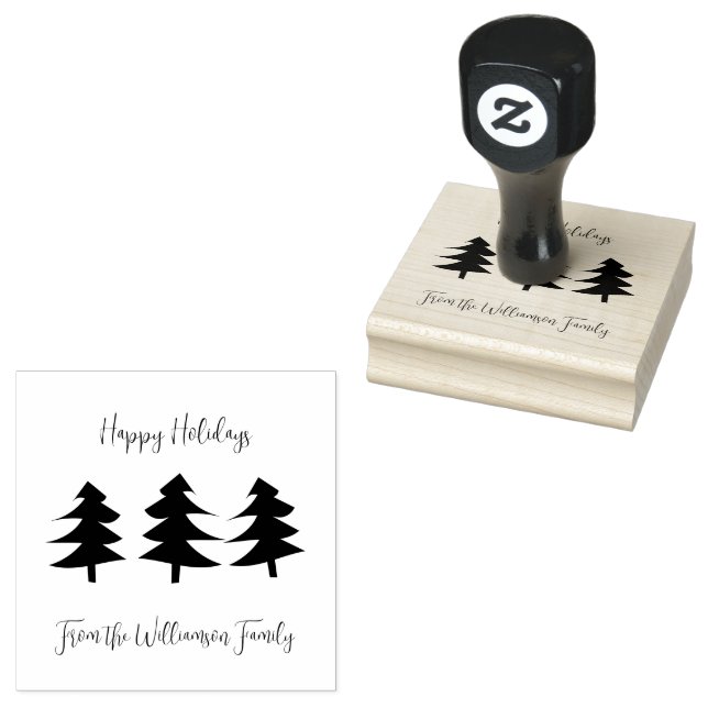 Drei Weihnachtsbaumfamilien Gummistempel (Stempel)