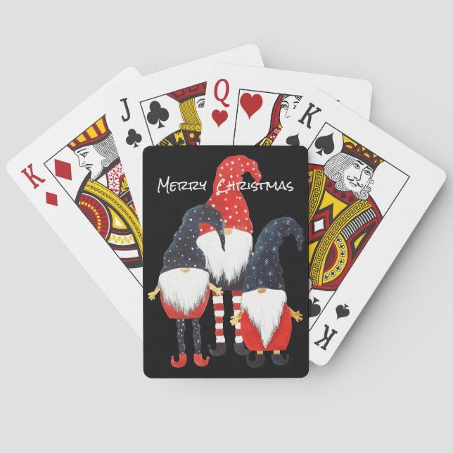 Drei Weihnachtself Spielkarten (Rückseite)