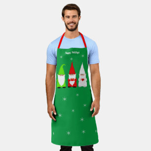 Drei Weihnachtsgnome auf Grün Schürze