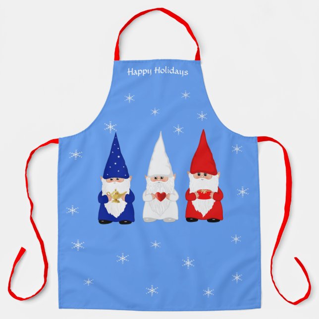 Drei Weihnachtsgnomen auf Light Blue Schürze (Vorderseite)