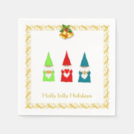 Drei Weihnachtsgnomen auf Weiß Serviette