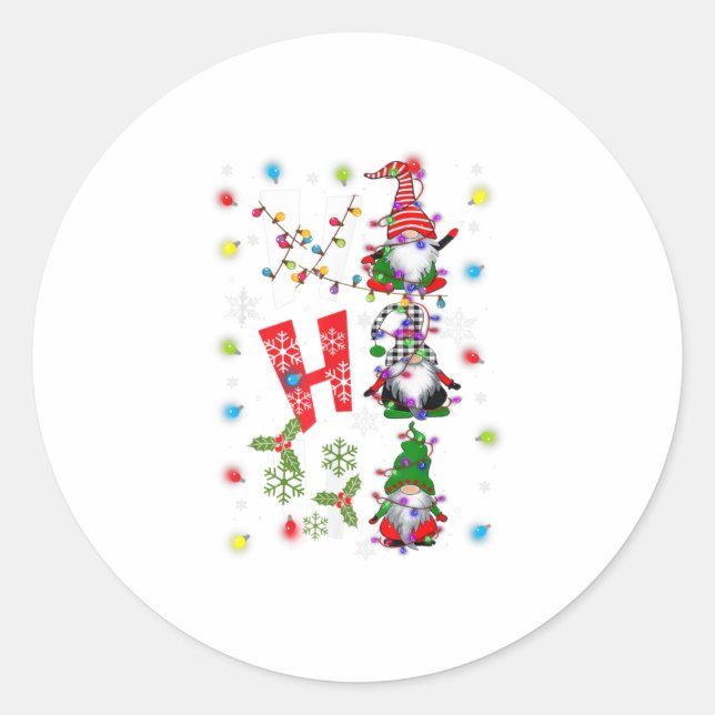 Drei Weihnachtsgnomes Ho-Ho-Ho - Gar Runder Aufkleber (Vorderseite)