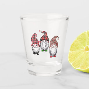 Drei Weihnachtsgnomes Kariertes Design   Weihnacht Schnapsglas