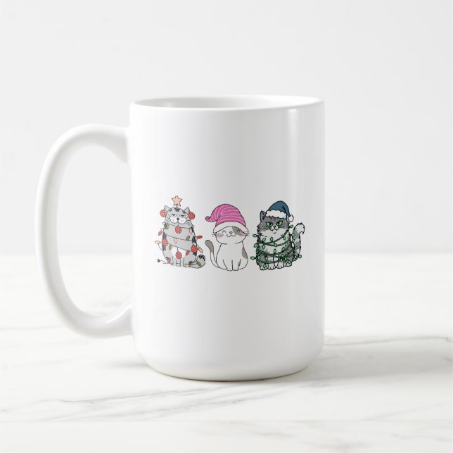 Drei Weihnachtskatzen Kaffeetasse (Links)