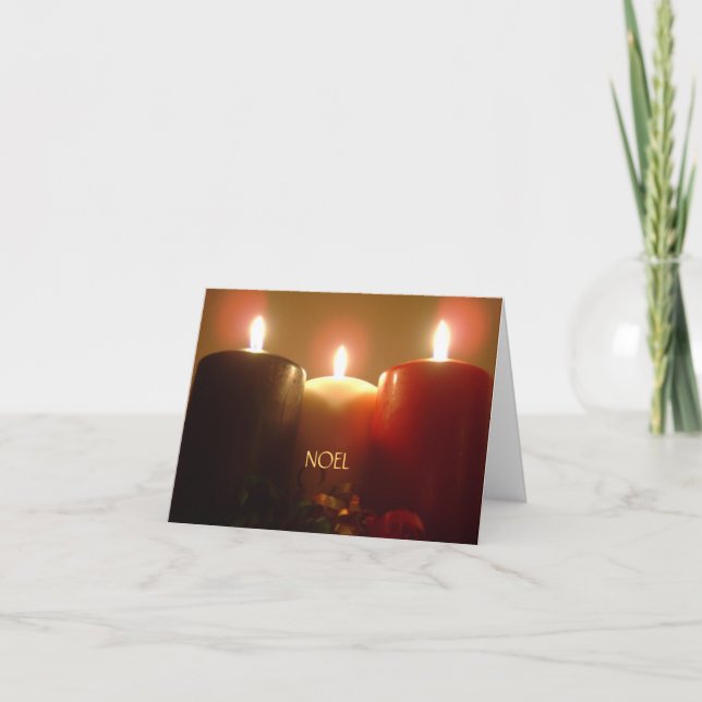 Drei Weihnachtskerzen Flammenkarten Feiertagskarte (Vorderseite)