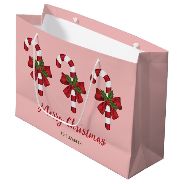 Drei Weihnachtsklänge mit individuellem Text Große Geschenktüte (Vorderseite Schrägansicht)