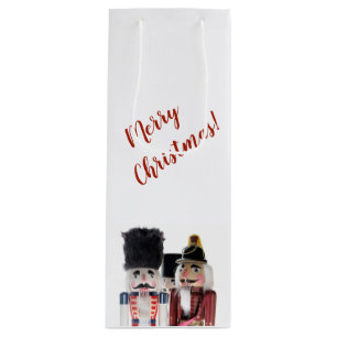 Drei Weihnachtsknacker Geschenktüte Für Weinflaschen