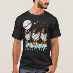 Drei Weihnachtsmann-Rentiere-Elfen-Hühner Weihnach T-Shirt
