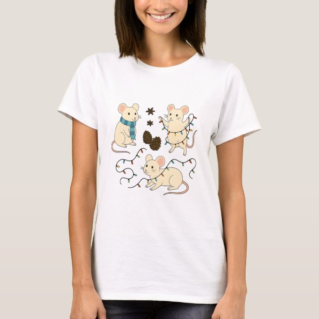 Drei Weihnachtsmäuse T-Shirt (Vorderseite)